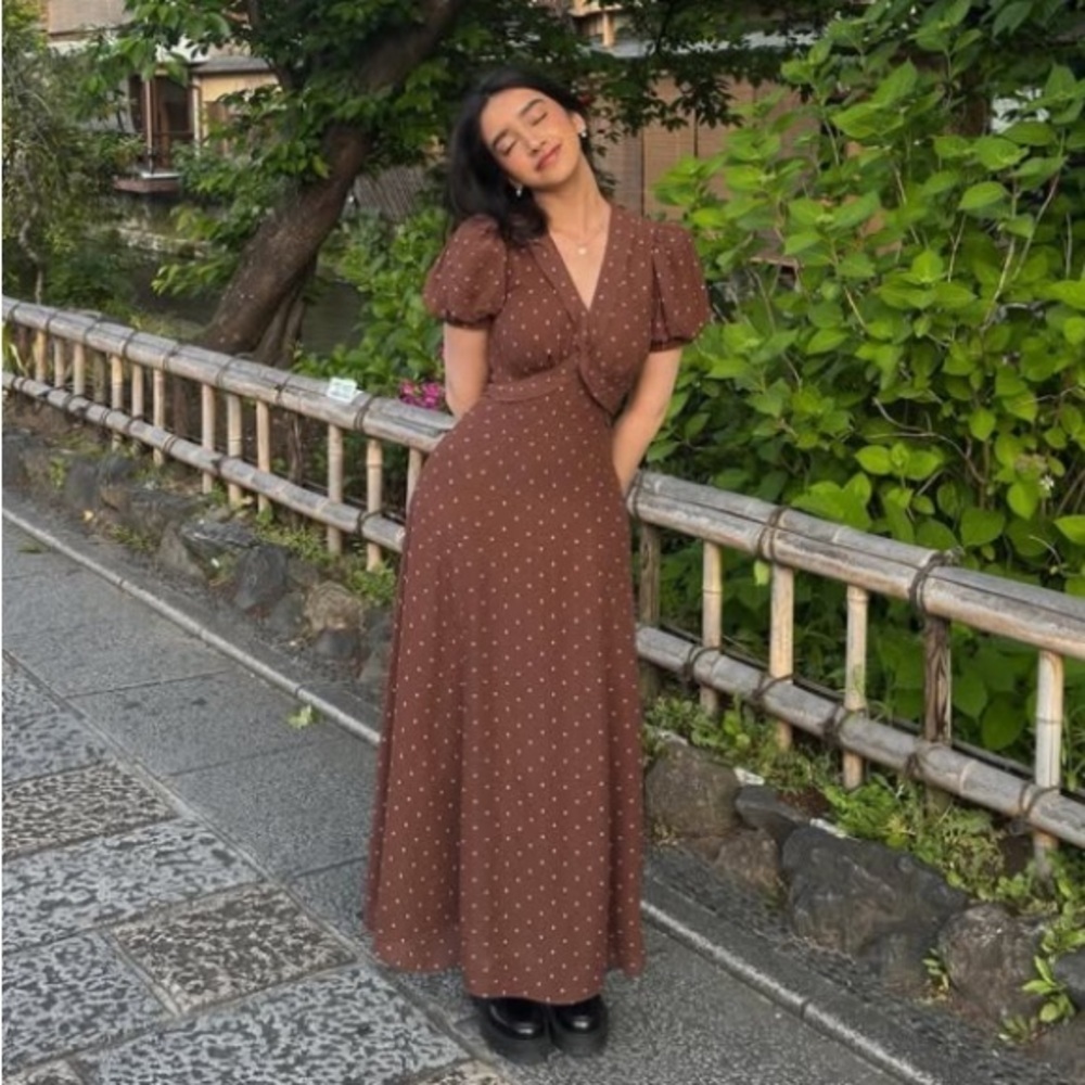 NWT Reformation x Devon Lee Carlson Michelle Polka Dot Midi Dress Kiss Dot